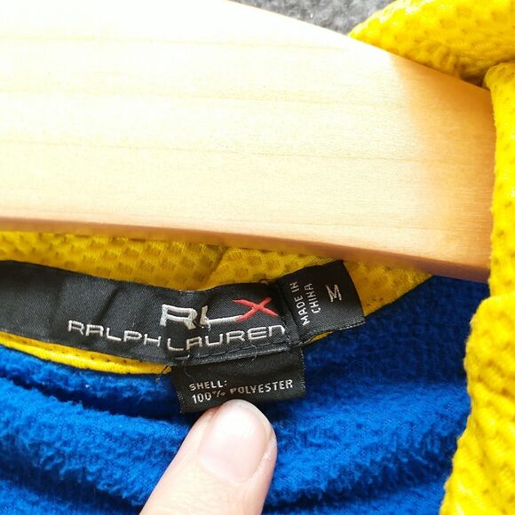 Ralph Lauren RLX Men's Zip Up Fleece Vest Blue Black Medium Zipped Pockets - Picture 10 of 13